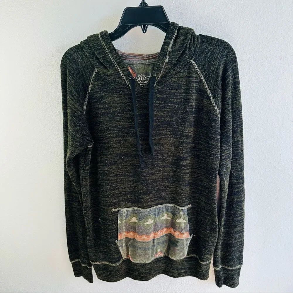 Panhandle Olive Marled Southwest Hoodie Women‎ Size M